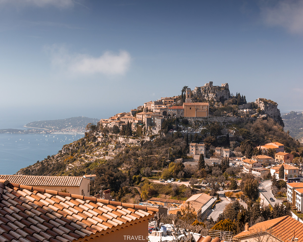 Scenic view of the Mediterranean coastline from the town of Eze on the French riviera