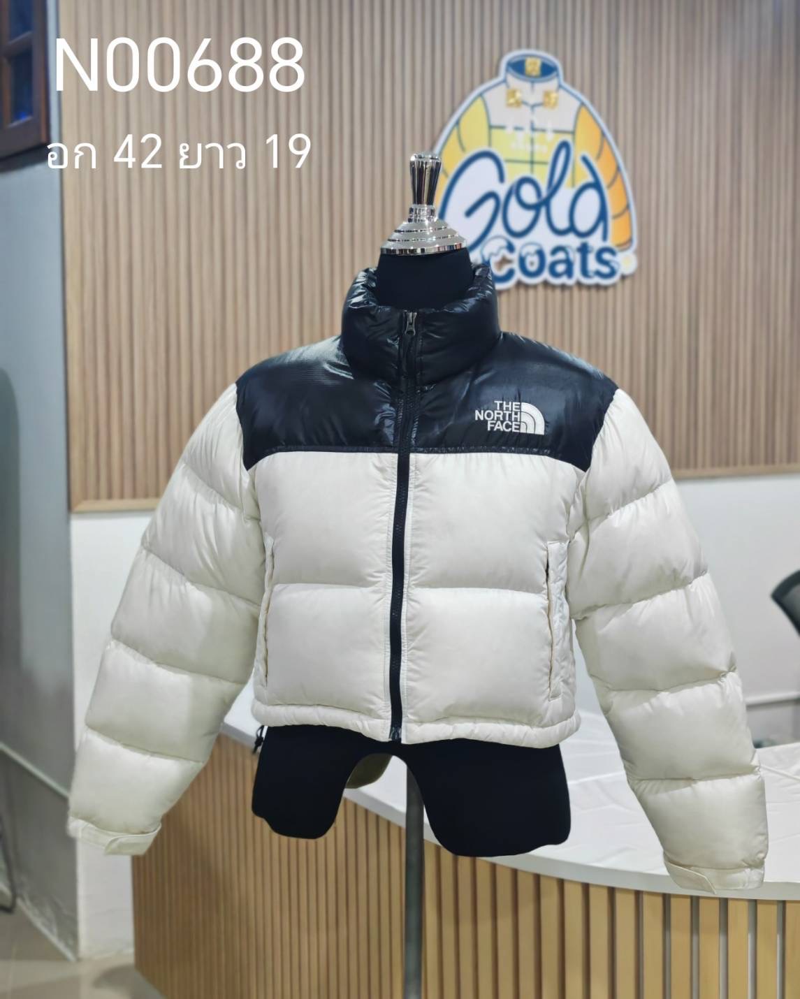 N00688 The Northface ครอป ขาวดำ
