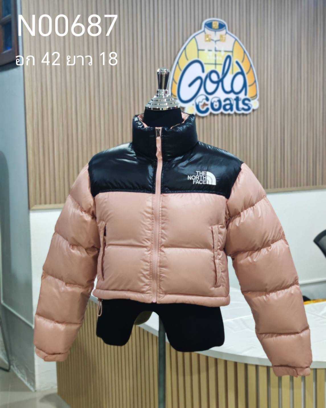 N00687 The Northface ครอป ชมพูดำ